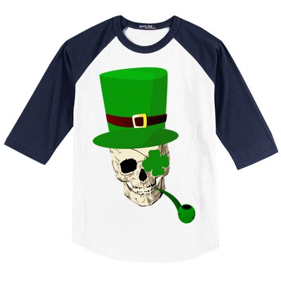 Irish Skull Smoking A Pipe Baseball Sleeve Shirt