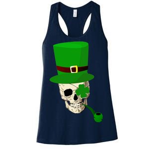 Irish Skull Smoking A Pipe Women's Racerback Tank