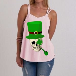 Irish Skull Smoking A Pipe Women's Strappy Tank