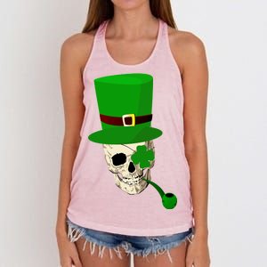 Irish Skull Smoking A Pipe Women's Knotted Racerback Tank