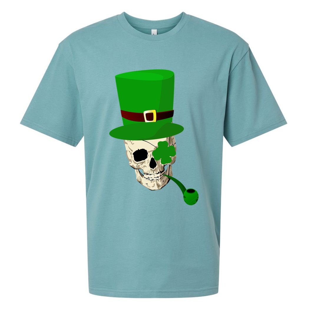 Irish Skull Smoking A Pipe Sueded Cloud Jersey T-Shirt
