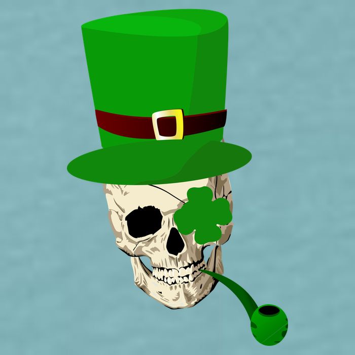 Irish Skull Smoking A Pipe Sueded Cloud Jersey T-Shirt