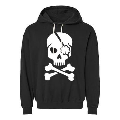 Irish Skull With A Pirate Clover Patch Garment-Dyed Fleece Hoodie