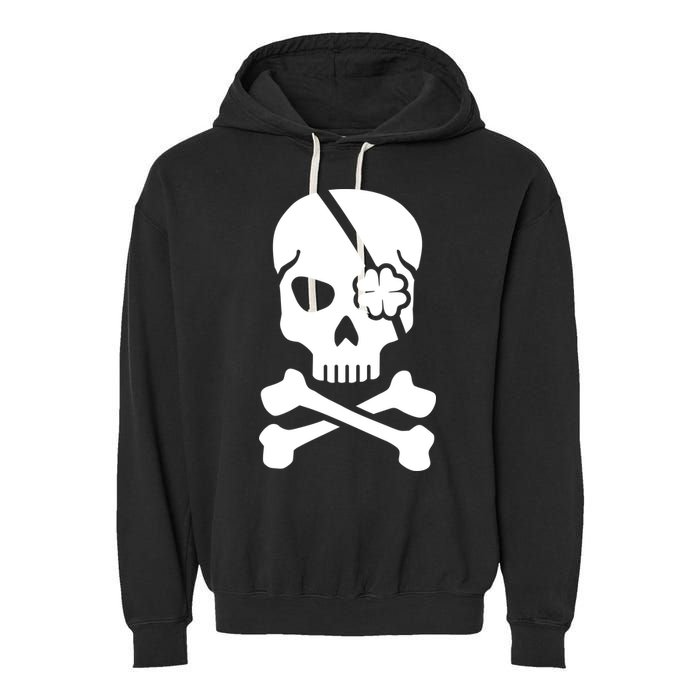 Irish Skull With A Pirate Clover Patch Garment-Dyed Fleece Hoodie