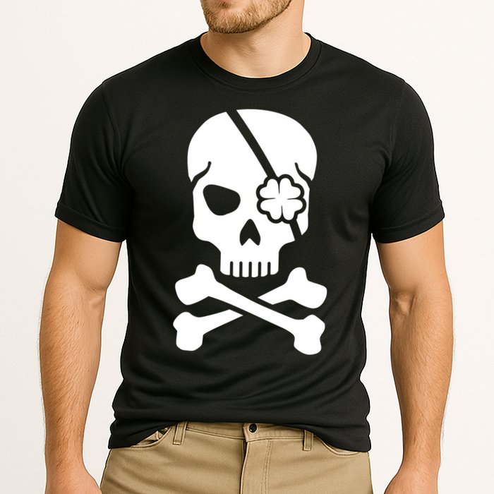 Irish Skull With A Pirate Clover Patch Performance Shirt