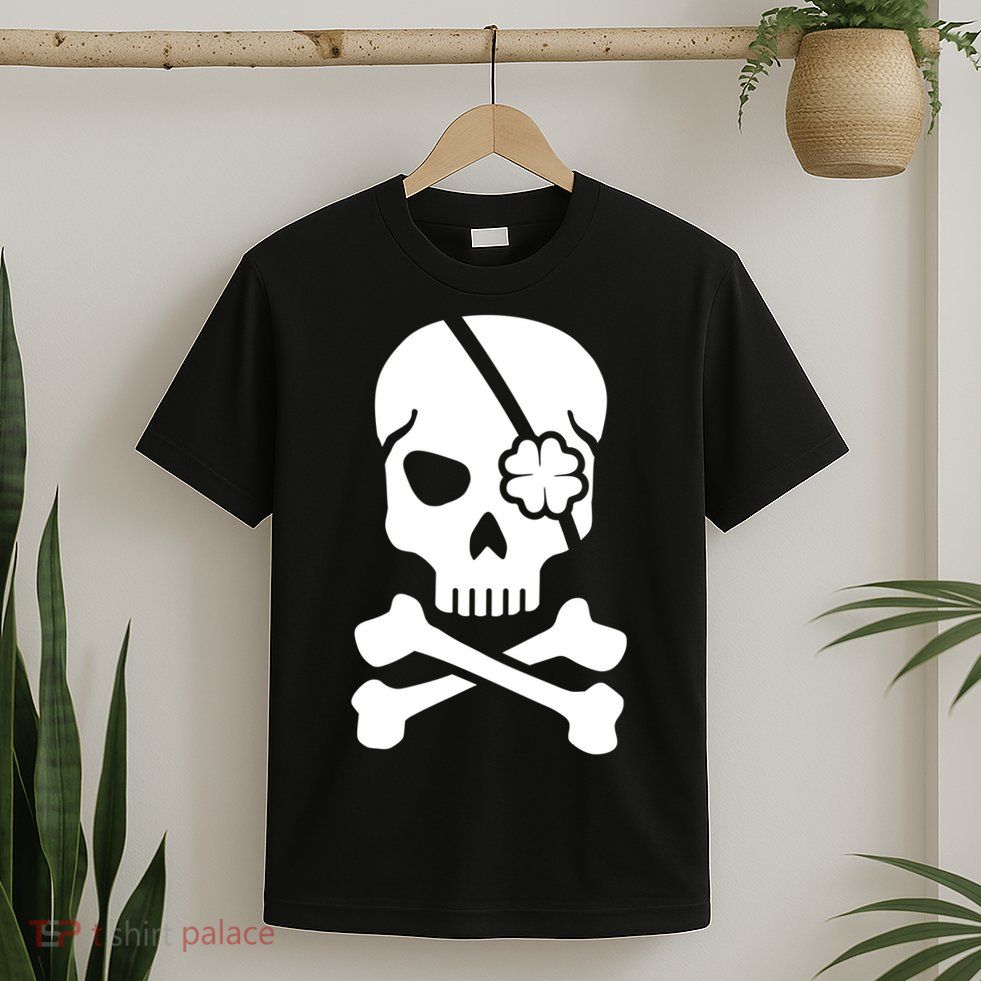 Irish Skull With A Pirate Clover Patch T-Shirt