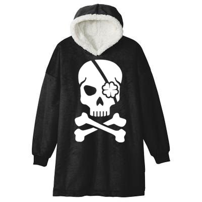 Irish Skull With A Pirate Clover Patch Hooded Wearable Blanket