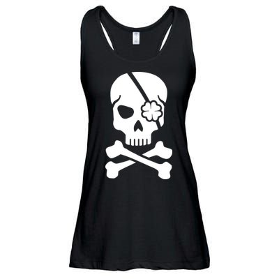 Irish Skull With A Pirate Clover Patch Ladies Essential Flowy Tank