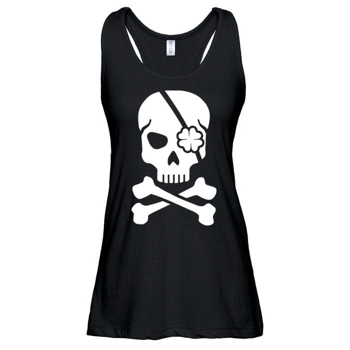 Irish Skull With A Pirate Clover Patch Ladies Essential Flowy Tank