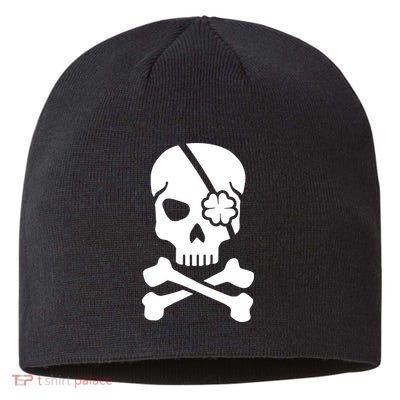 Irish Skull With A Pirate Clover Patch Sustainable Beanie