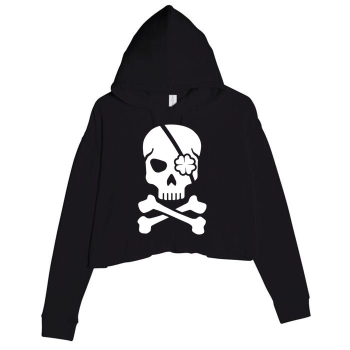 Irish Skull With A Pirate Clover Patch Crop Fleece Hoodie