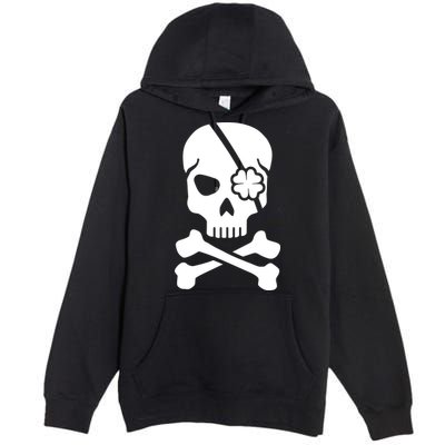 Irish Skull With A Pirate Clover Patch Premium Pullover Hoodie