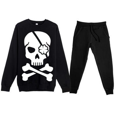 Irish Skull With A Pirate Clover Patch Premium Crewneck Sweatsuit Set