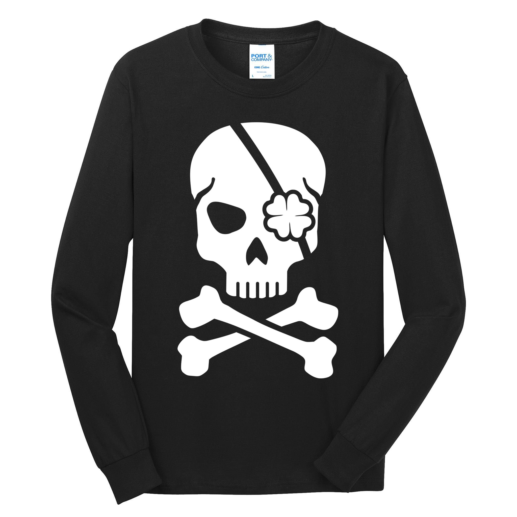 Irish Skull With A Pirate Clover Patch Tall Long Sleeve T-Shirt