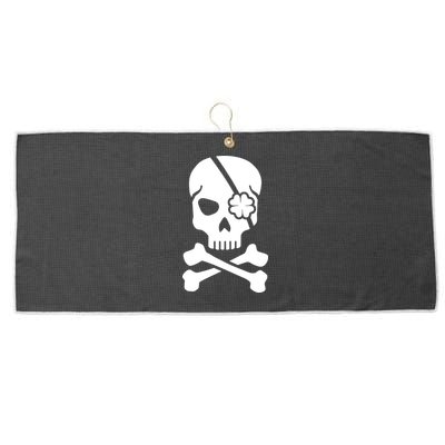 Irish Skull With A Pirate Clover Patch Large Microfiber Waffle Golf Towel