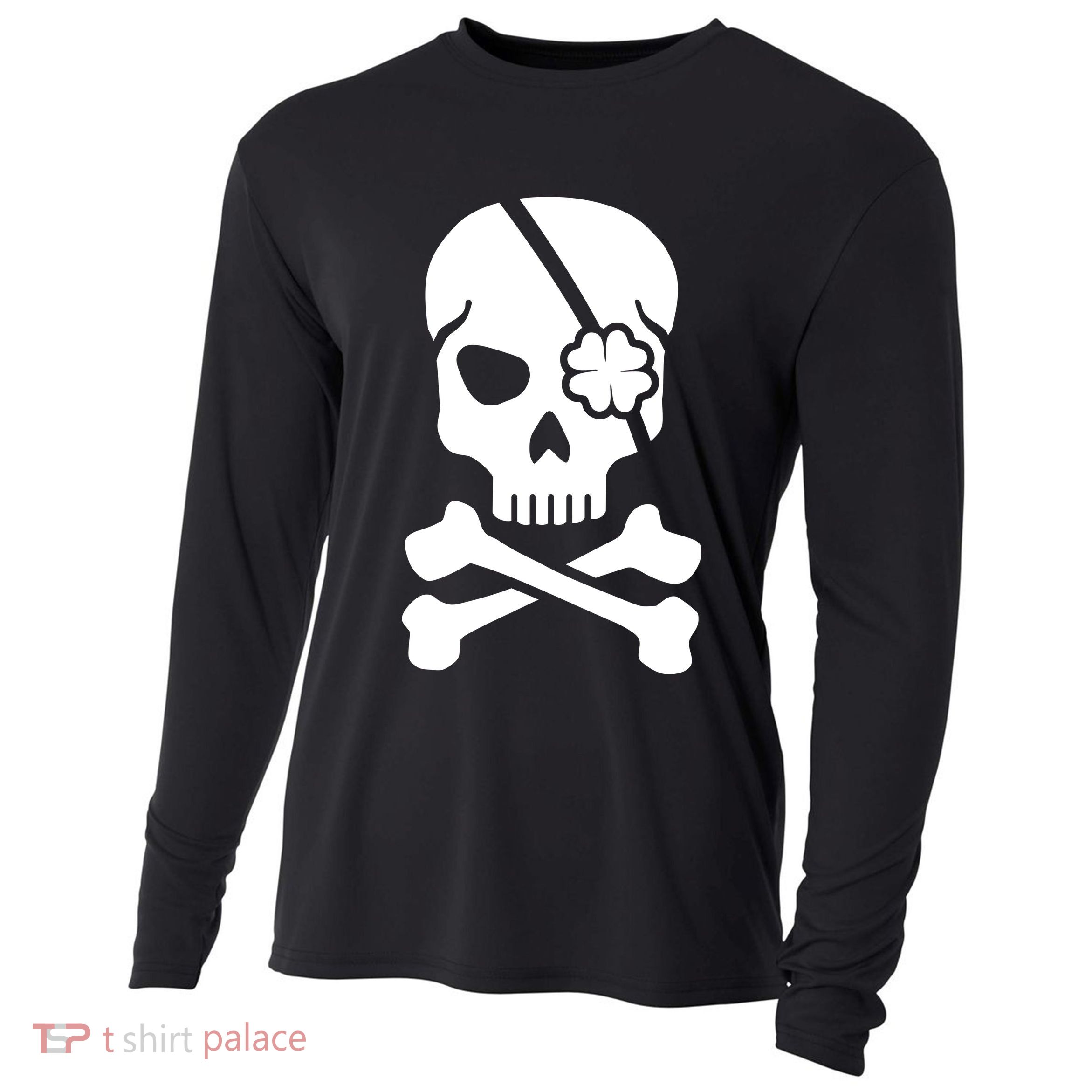 Irish Skull With A Pirate Clover Patch Cooling Performance Long Sleeve Crew