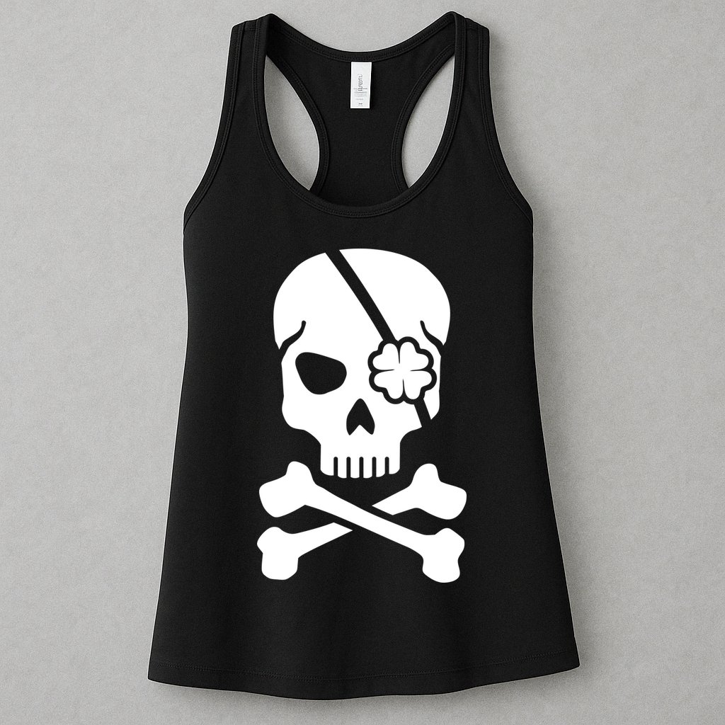 Irish Skull With A Pirate Clover Patch Womens Tank Top