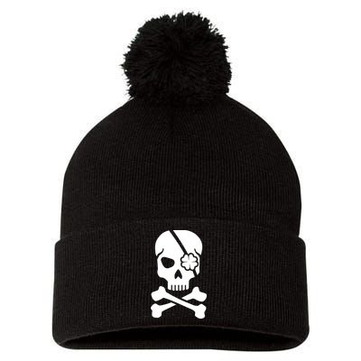 Irish Skull With A Pirate Clover Patch Pom Pom 12in Knit Beanie