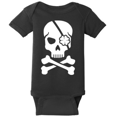 Irish Skull With A Pirate Clover Patch Baby Bodysuit