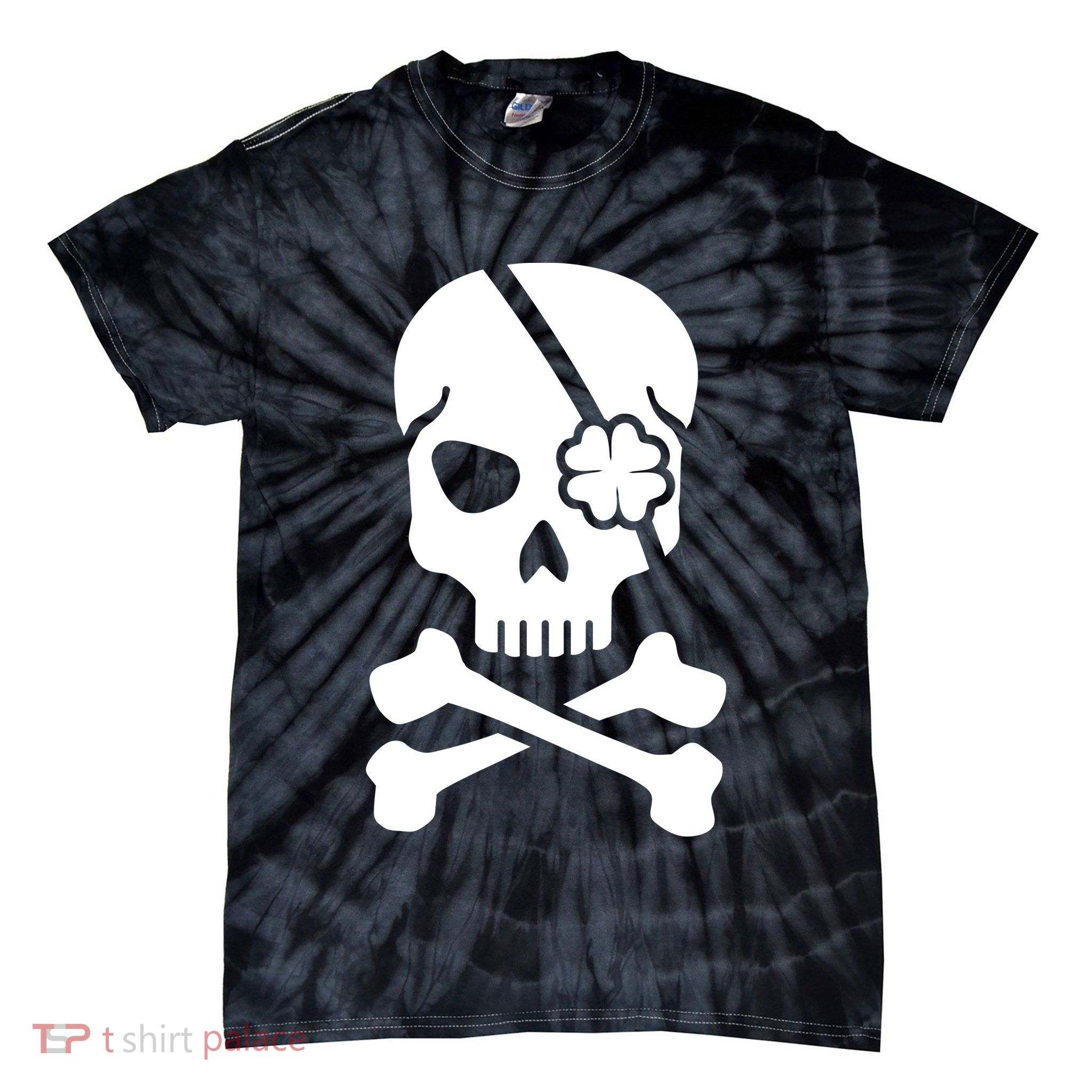 Irish Skull With A Pirate Clover Patch Tie-Dye T-Shirt