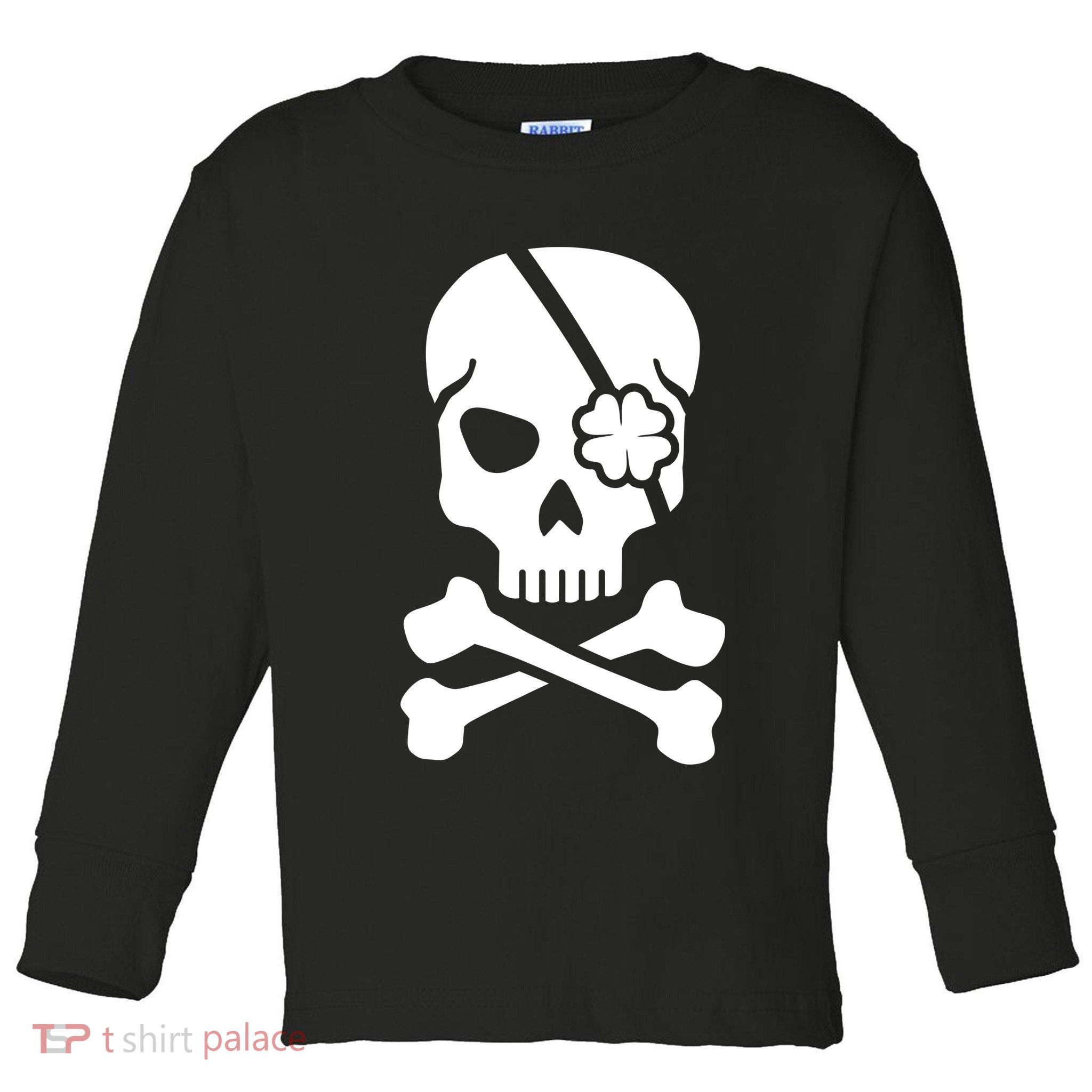 Irish Skull With A Pirate Clover Patch Toddler Long Sleeve Shirt