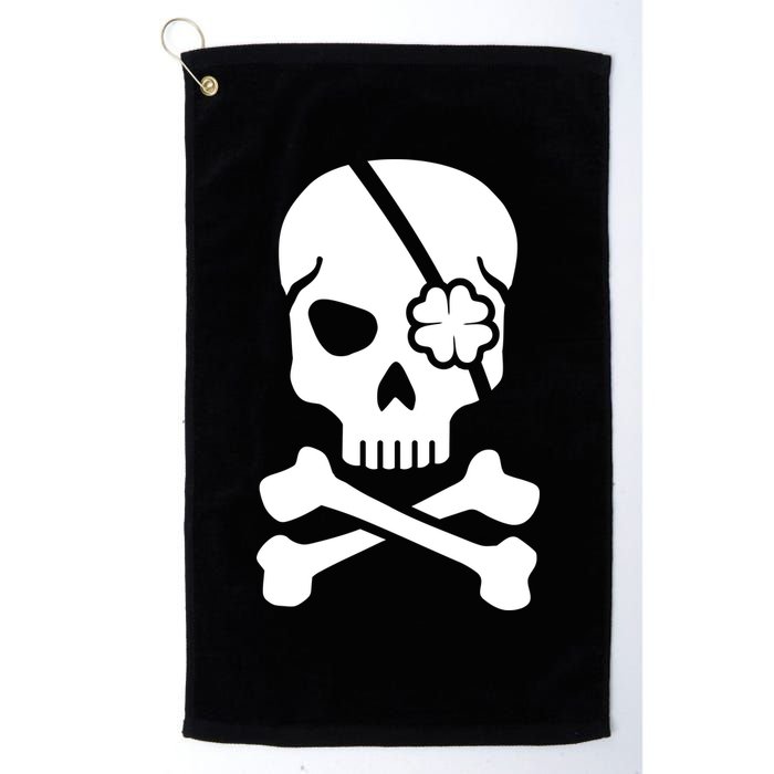Irish Skull With A Pirate Clover Patch Golf Towel