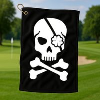 Irish Skull With A Pirate Clover Patch Golf Towel