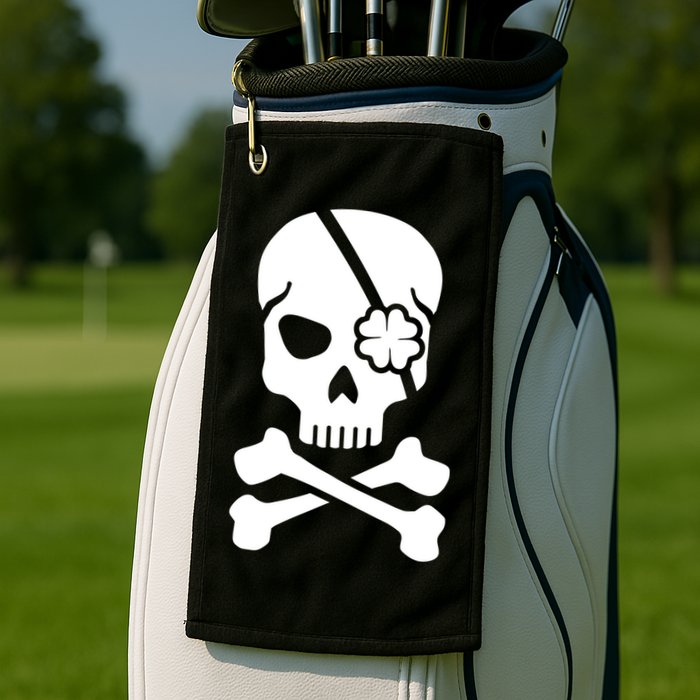 Irish Skull With A Pirate Clover Patch Golf Towel