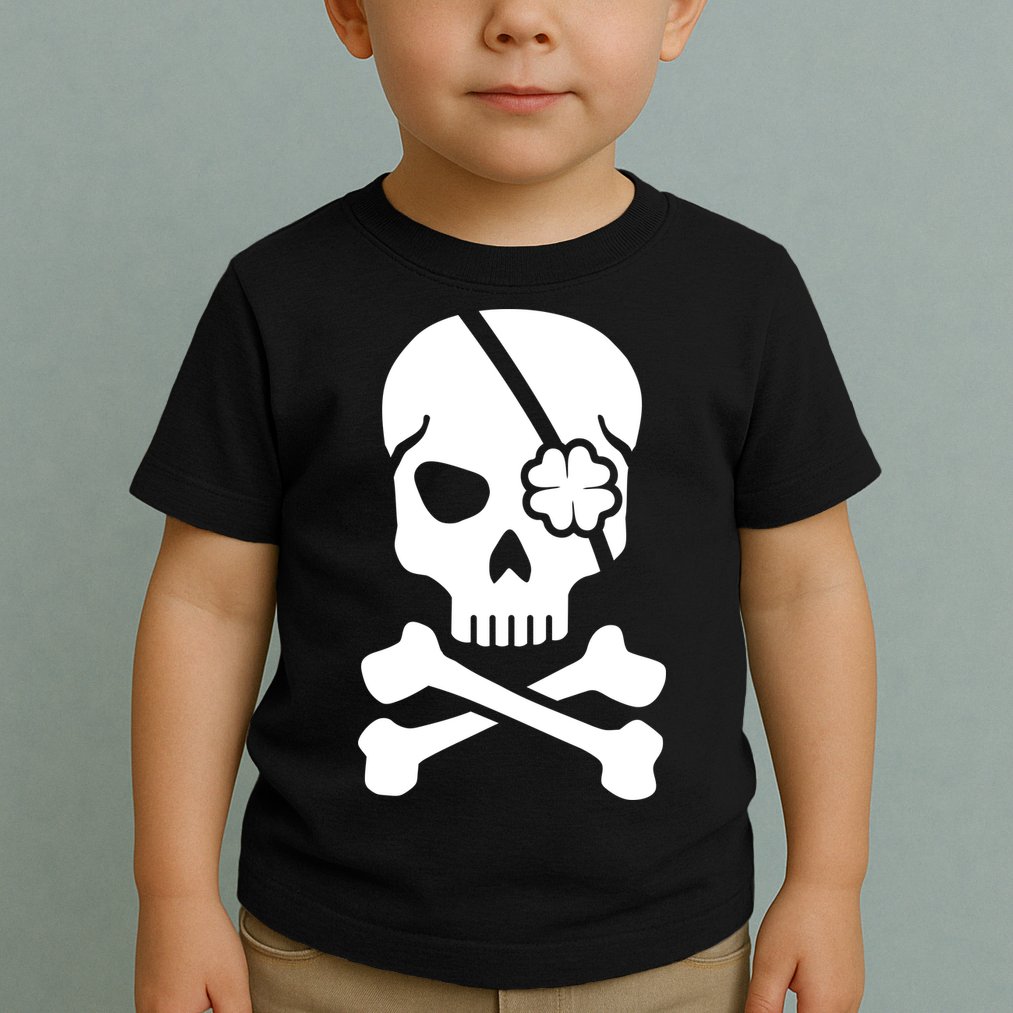 Irish Skull With A Pirate Clover Patch Toddler T-Shirt