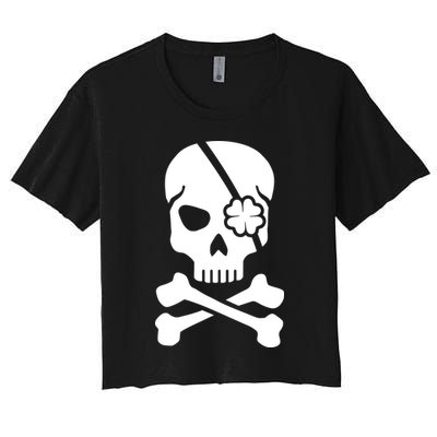 Irish Skull With A Pirate Clover Patch Crop Top