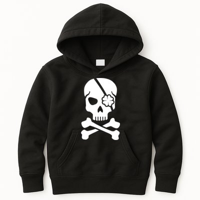 Irish Skull With A Pirate Clover Patch Kids Hoodie