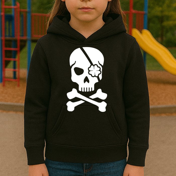 Irish Skull With A Pirate Clover Patch Kids Hoodie