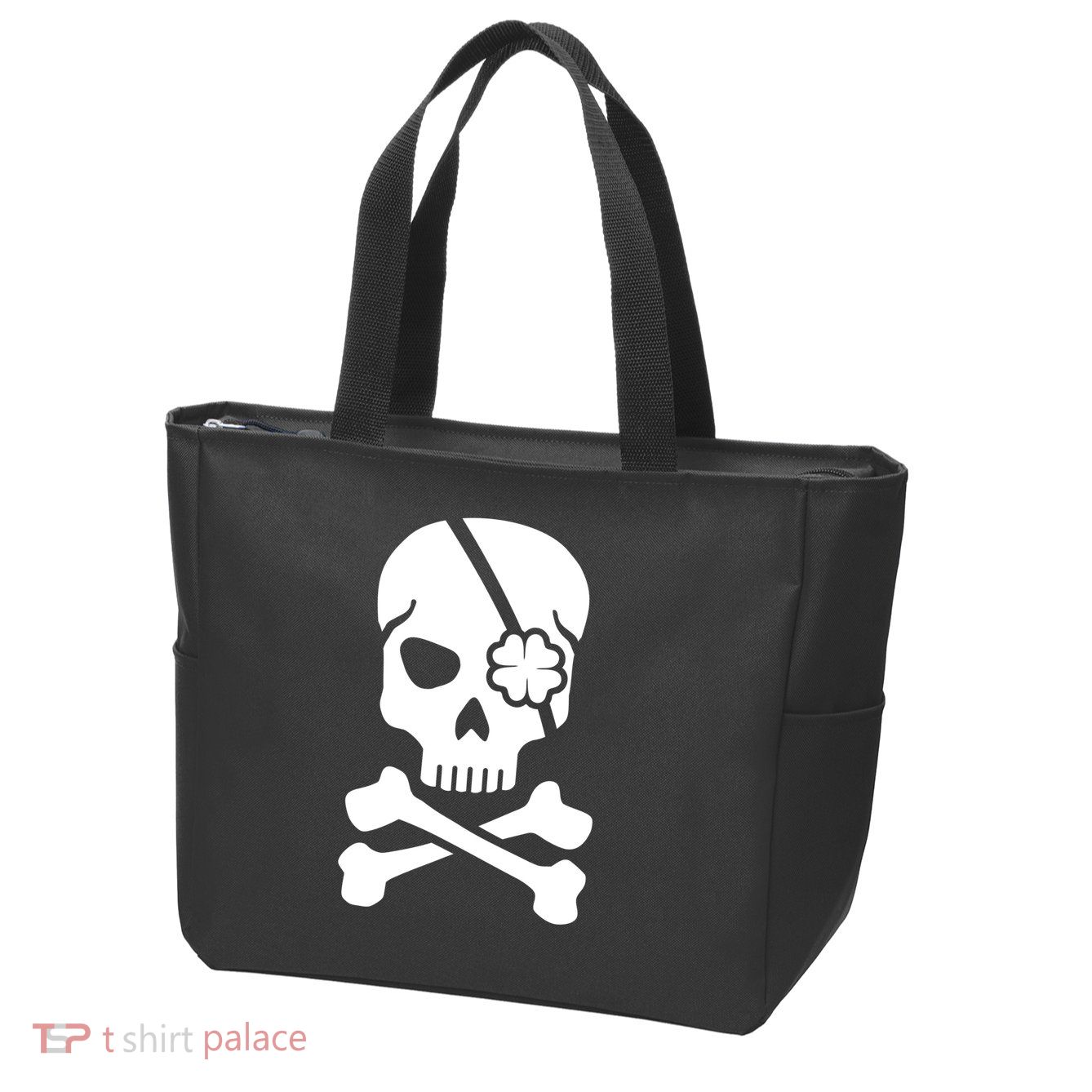 Irish Skull With A Pirate Clover Patch Zip Tote Bag