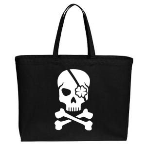 Irish Skull With A Pirate Clover Patch Cotton Canvas Jumbo Tote