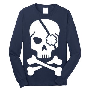 Irish Skull With A Pirate Clover Patch Long Sleeve Shirt