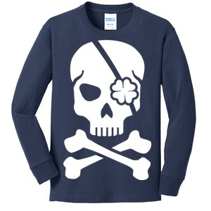 Irish Skull With A Pirate Clover Patch Kids Long Sleeve Shirt