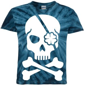 Irish Skull With A Pirate Clover Patch Kids Tie-Dye T-Shirt