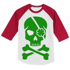 Irish Skull With A Pirate Clover Patch Kids Colorblock Raglan Jersey