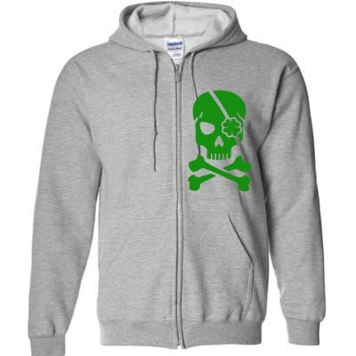 Irish Skull With A Pirate Clover Patch Full Zip Hoodie