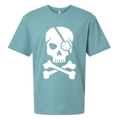 Irish Skull With A Pirate Clover Patch Sueded Cloud Jersey T-Shirt