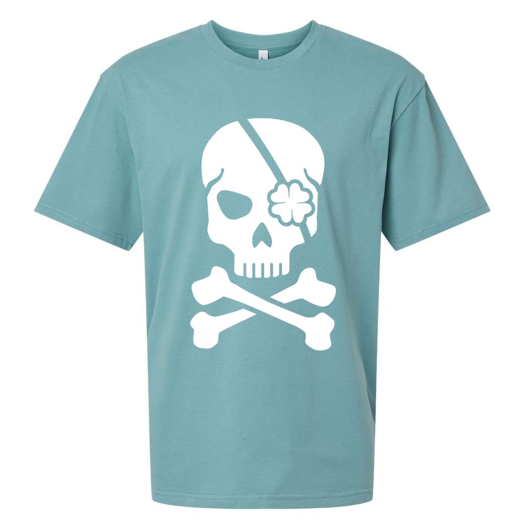 Irish Skull With A Pirate Clover Patch Sueded Cloud Jersey T-Shirt