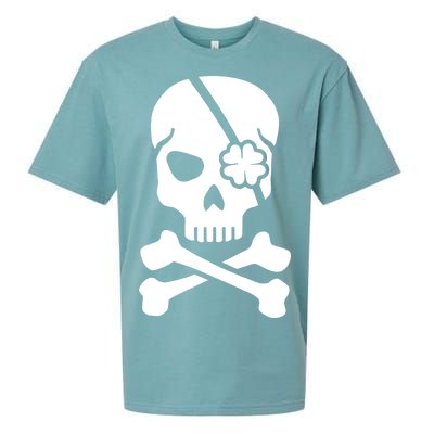 Irish Skull With A Pirate Clover Patch Sueded Cloud Jersey T-Shirt