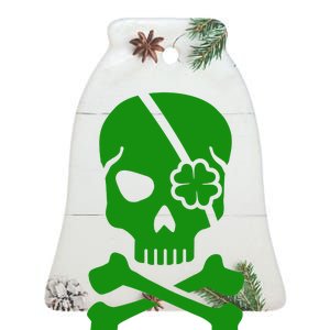 Irish Skull With A Pirate Clover Patch Ceramic Bell Ornament