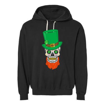 Irish Sugar Skull St. Patrick's Day Garment-Dyed Fleece Hoodie