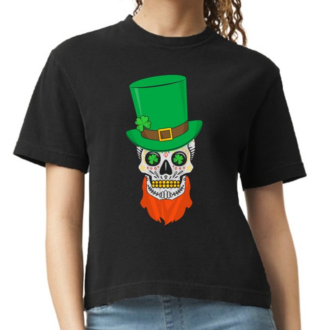 Irish Sugar Skull St. Patrick's Day Comfort Colors Boxy T-Shirt