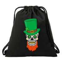 Irish Sugar Skull St. Patrick's Day Drawstring Bag