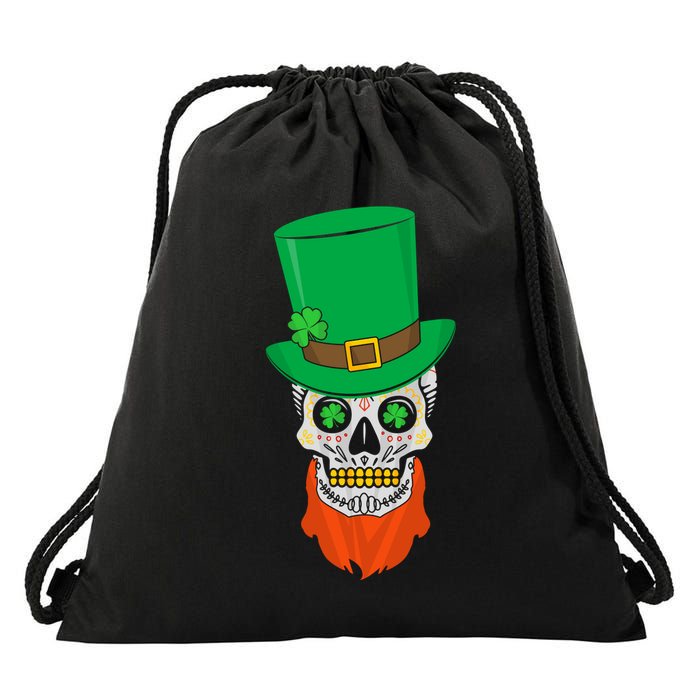 Irish Sugar Skull St. Patrick's Day Drawstring Bag