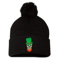 Irish Sugar Skull St. Patrick's Day Pom Pom 12in Knit Beanie