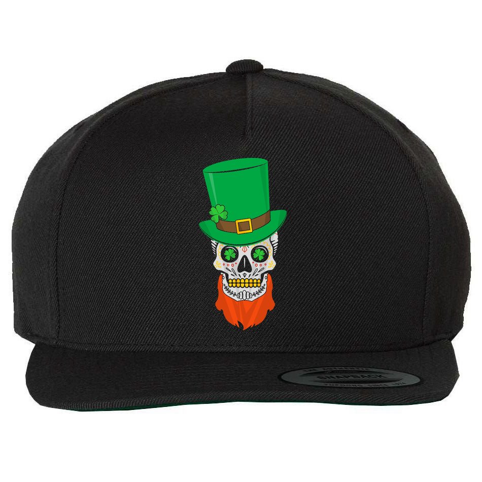 Irish Sugar Skull St. Patrick's Day Wool Snapback Cap