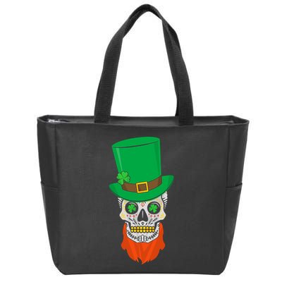 Irish Sugar Skull St. Patrick's Day Zip Tote Bag